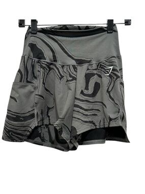 Gymshark GS Power Jacquard Shorts Women's Size XS Gray Black Lifting Gym Shorts